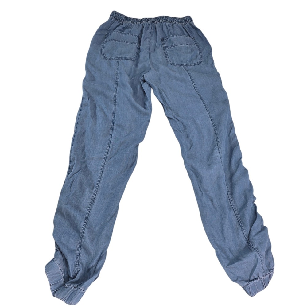 Japna Jogger Pants Women M Blue Lyocell Ruched Elastic Waist Boho Coastal Casual - Picture 2 of 8